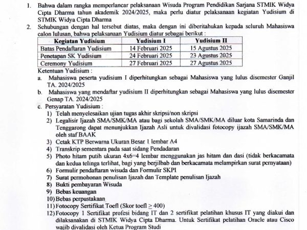 Pengumuman Pendaftaran Yudisium II 2025
